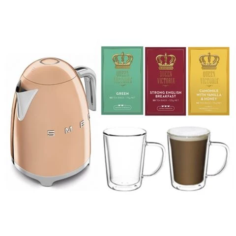 Smeg - 50's Style Kettle Rose Gold Gift Pack Set 3 Smeg - 50's Style Kettle Rose Gold Gift Pack Set