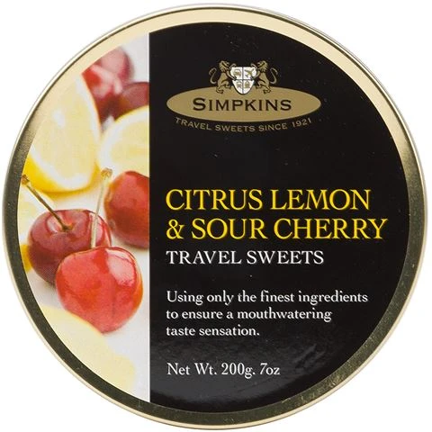 Simpkins - Citrus Lemon & Sour Cherry Travel Sweets 200g 3 Simpkins - Citrus Lemon & Sour Cherry Travel Sweets 200g
