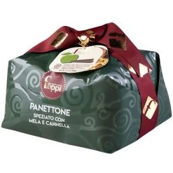 Filippi - Panettone With Candied Apples & Cinnamon W/Red Gift Bag 500g