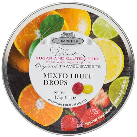 Simpkins - Sugar/Gluten Free Mixed Fruit Travel Sweets 175g 3 Simpkins - Sugar/Gluten Free Mixed Fruit Travel Sweets 175g