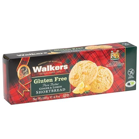 Walkers - Gluten Free Shortbread Ginger & Lemon 140g 3 Walkers - Gluten Free Shortbread Ginger & Lemon 140g