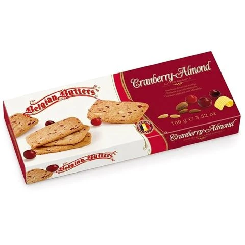 Belgian Butter - Cranberry & Almond Thins Butter Biscuits 100g 3 Belgian Butter - Cranberry & Almond Thins Butter Biscuits 100g