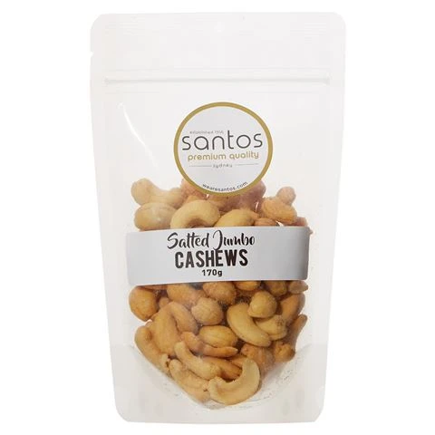 Santos - Salted Jumbo Cashews 170g 3 Santos - Salted Jumbo Cashews 170g